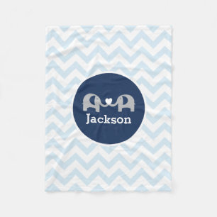 Persoonlijke blauwe olifant Chevron Baby Blanket Fleece Deken