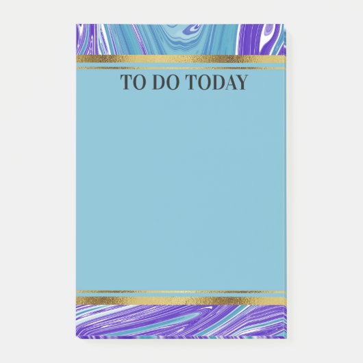 Persoonlijke Blauwe Paarse Marmer 4x6 Post-it® Notes (Voorkant)