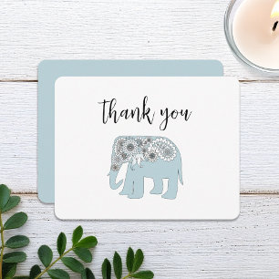 Persoonlijke Blauwe Paisley Olifant Bedankkaart
