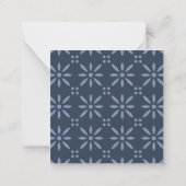 Persoonlijke Blauwe Retro Bloem Notitiekaartje (Achterkant)