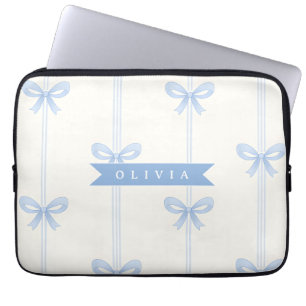 Persoonlijke Blauwe Strik Coquette Naam Esthetiek Laptop Sleeve