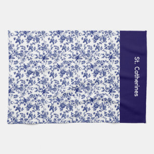 Persoonlijke blauwe toile handdoek