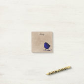 Persoonlijke blauwe vogel post-it® notes (Op bureau)