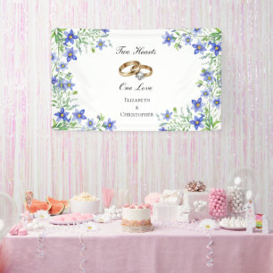 Persoonlijke Blauwe Wilde Bloemen Verlovingsbanner Spandoek