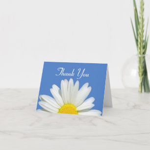 Persoonlijke Blauwe & Witte Madeliefjes Dank U Kaa Bedankkaart
