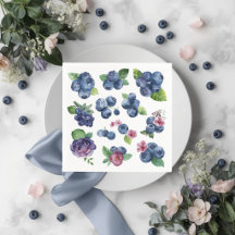 Persoonlijke blauwebesflorale papieren servetten