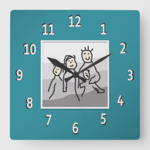 Persoonlijke Blauwgroen foto met omlijsting Vierkante Klok