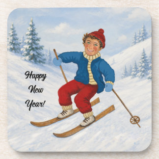 Persoonlijke blije skiër bier onderzetter