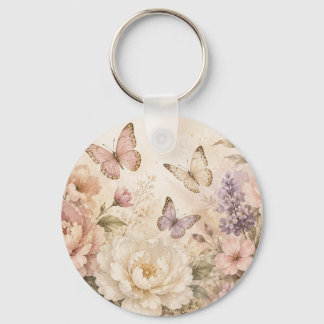 Persoonlijke Bloem Vlinder Acryl Sleutelhanger