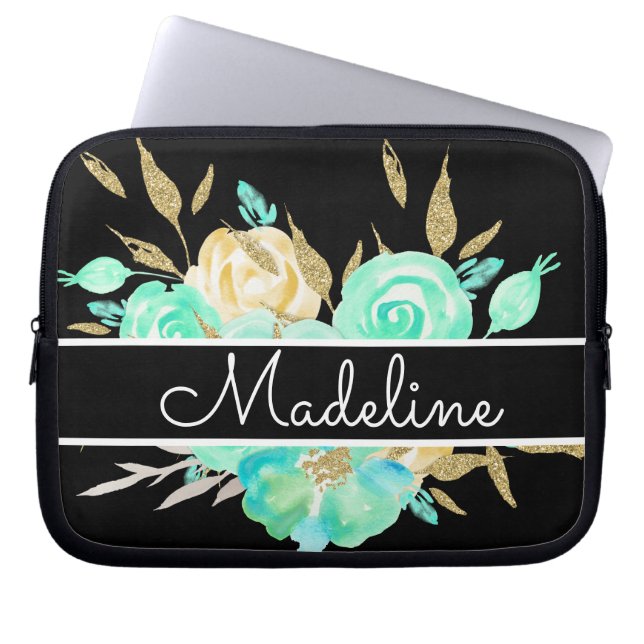 Persoonlijke bloemboeket laptop sleeve (Voorkant)