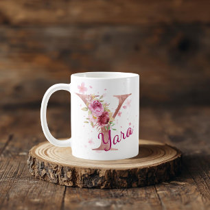 Persoonlijke bloemen beginletter mok – Letter Y