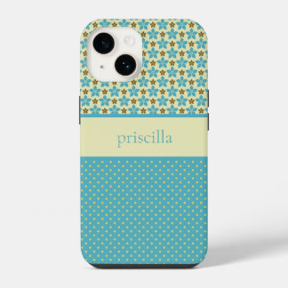 Persoonlijke Bloemen en Stippen Hoesje iPhone 14 Hoesje