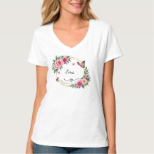 Persoonlijke bloemenaam Dames T-shirt Elegant