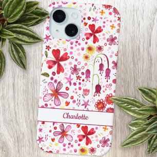Persoonlijke bloemenaquarel iPhone 14 pro max hoesje