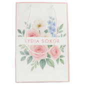 Persoonlijke bloemenaquarel  medium cadeauzakje (Voorkant)