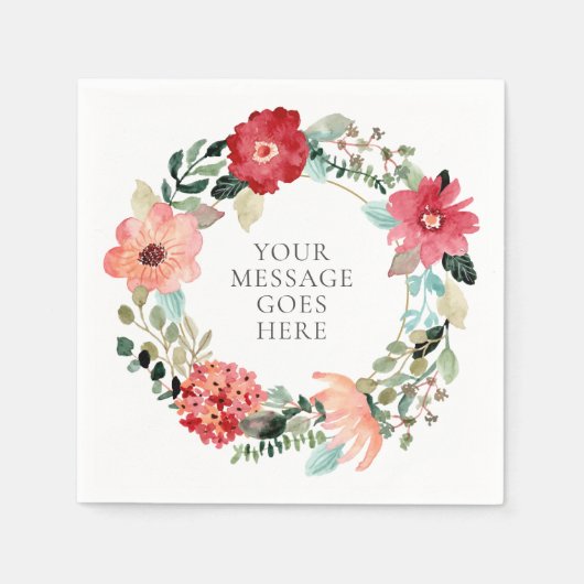 Persoonlijke bloemengroene bladslinger servet (Voorkant)