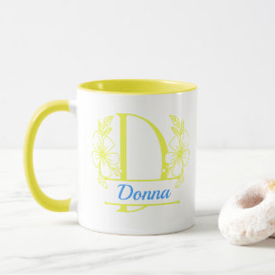 Persoonlijke bloemige monogram letter D mok - op m