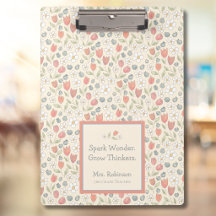 Persoonlijke bloemige teacher clipboard voor terug