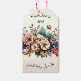 Persoonlijke bloemige verjaardagsfeest cadeautag cadeaulabel