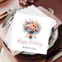 Persoonlijke bloemige verjaardagsservetten Op maat