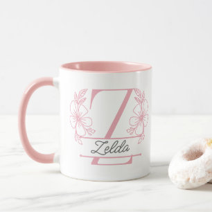 Persoonlijke Bloemrijke Monogram Letter Z Mok - Op