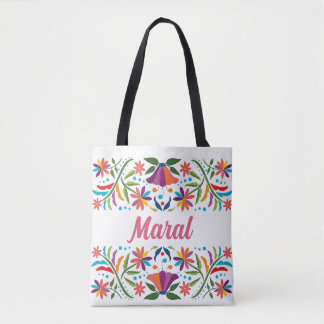 Persoonlijke bloemschildering folk art aangepaste draagtas