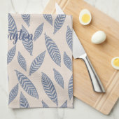 Persoonlijke Blokprint Bladeren Keuken Theedoek (Quarter Fold)