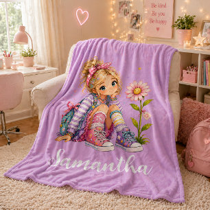 Persoonlijke blonde meisjesnaam fleece deken