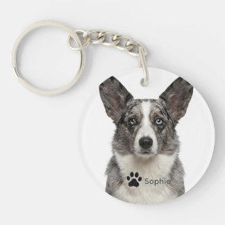 Persoonlijke Blue Merle Corgi-honden-sleutelhanger Sleutelhanger