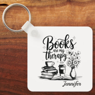 Persoonlijke boeken zijn mijn therapie Boekenworme Sleutelhanger