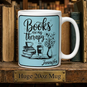 Persoonlijke boeken zijn mijn therapie Boekenwurme Extra Grote Beker