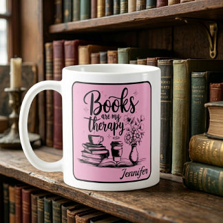 Persoonlijke boeken zijn mijn therapie Boekenwurme Koffiemok
