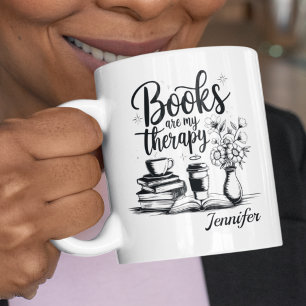 Persoonlijke boeken zijn mijn therapie Boekenwurme Koffiemok