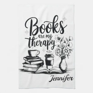Persoonlijke boeken zijn mijn therapie Boekenwurme Theedoek
