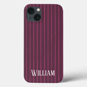 Persoonlijke bogundy pinstripes Hoesje-Mate iPhone 13 Hoesje
