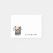 Persoonlijke Boho Cat Floral Waterverf Post-it® Notes (Voorkant)