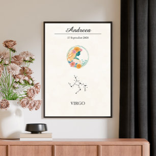 Persoonlijke Boho Maagd Zodiac Sterrenbeeld Poster