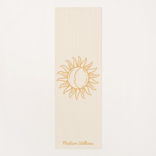 Persoonlijke Boho Mystical Yellow Sun en Moon Yogamat (Voorkant)