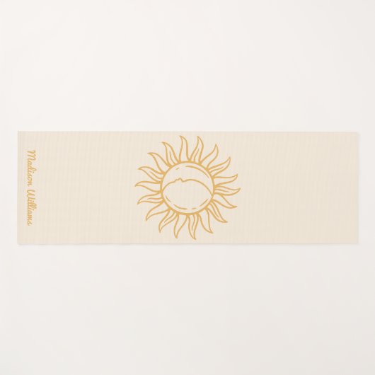 Persoonlijke Boho Mystical Yellow Sun en Moon Yogamat (Voorkant (horizontaal))