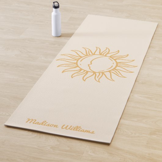 Persoonlijke Boho Mystical Yellow Sun en Moon Yogamat (In situ)