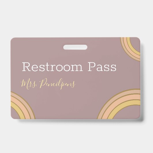Persoonlijke Boho Rainbow Hall Pass Badge (Voorzijde)