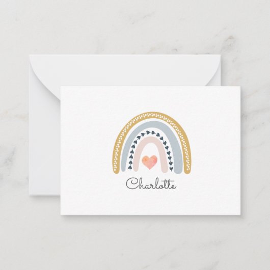 Persoonlijke Boho Waterverf Regenboog Notitiekaartje (Voorkant)