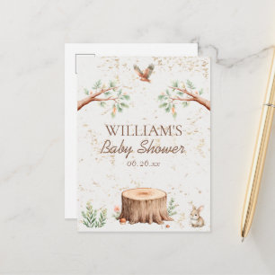 Persoonlijke Boho Woodland Baby Shower Achtergrond Aankondigingskaart