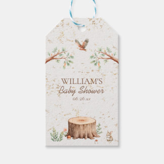 Persoonlijke Boho Woodland Baby Shower Achtergrond Cadeaulabel