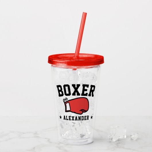 Persoonlijke Boksen Boxer Acryl Drinkbeker (Achterkant ijs)