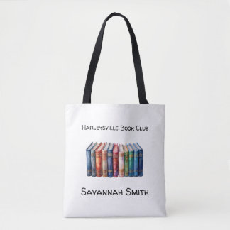 Persoonlijke Book Club-tas met naam en boeken Draagtas