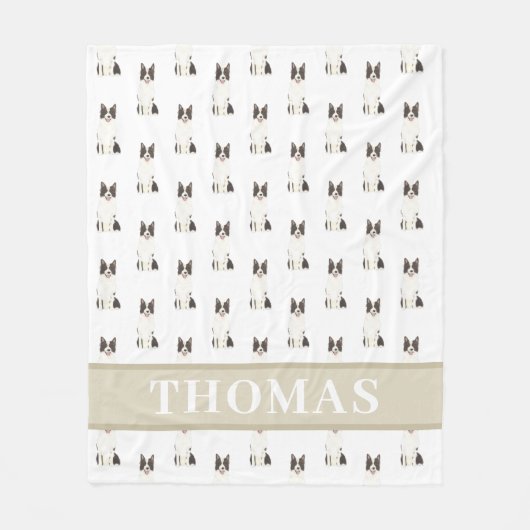 Persoonlijke Border Collie Fleece Deken (Voorkant)