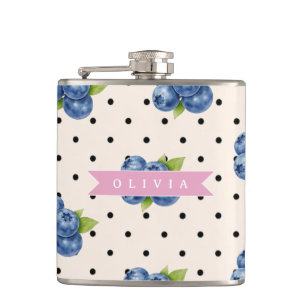 Persoonlijke Bosbessen Stippen Cute Vintage Heupfles