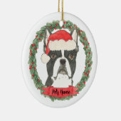 Persoonlijke Boston Terrier Kerstmis Keramisch Ornament (Rechts)