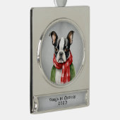 Persoonlijke Boston Terrier Verzilverd Banner Ornament (Rechts)